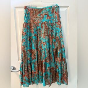 Lauren Ralph Lauren Tiered Maxi Skirt Multicolor Paisley Print Size Petite Small